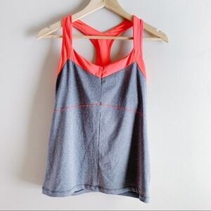 New Balance • Quick Dry‎ Racer Back Workout Tank Top in Grey/Orange, Size Medium